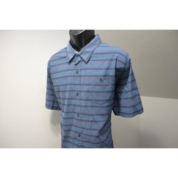 Travis Mathew Button Up Shirt Striped Nylon Stretch Golf Shirt Mens Size 2XL XXL - Picture 3 of 7